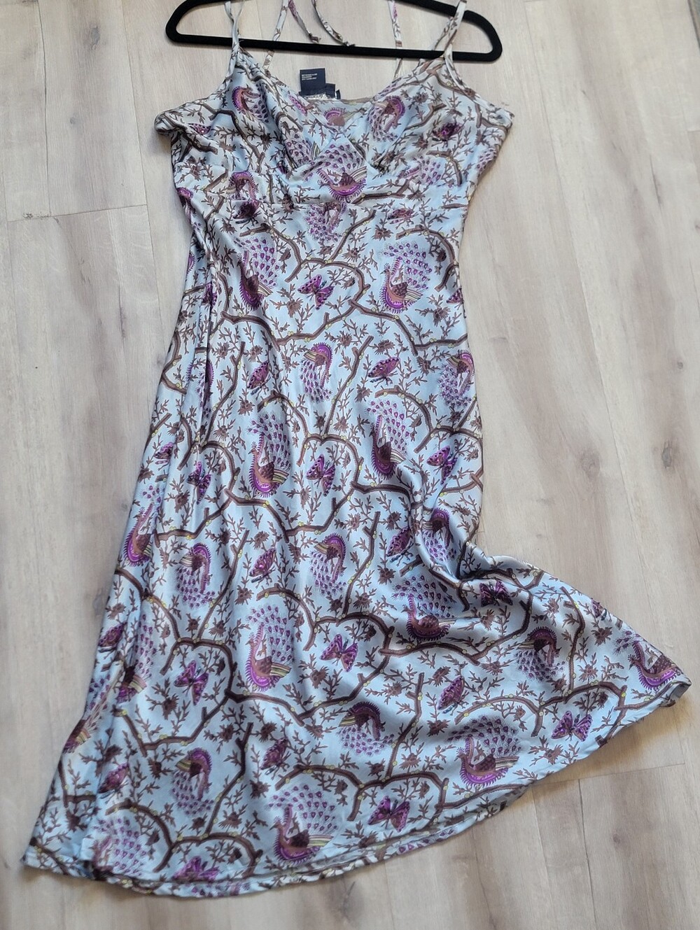 VTG Tristan & Iseut 100% Silk Beaded Peacock Butterfly Dress Size 14 Whimsigoth
